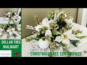 CHRISTMAS | WINTER DOLLAR TREE CHRISTMAS TREES CENTERPIECE DIY HIGH END GLAM FLORAL ARRANGEMENT EASY