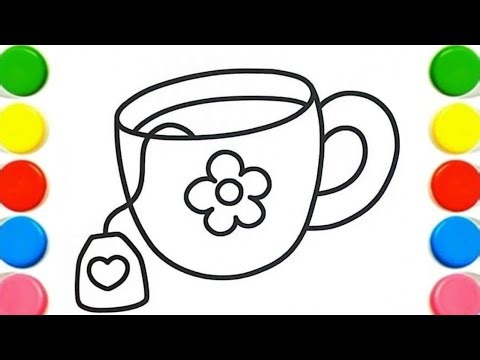 How To Draw cute Cup Drawing, Painting & Coloring For Kids and Toddlers_ Child Art 🐋🌈
