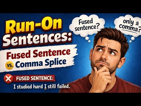 WHAT ARE RUN-ON SENTENCES? || Fused Sentence vs Comma Splice💡🤔