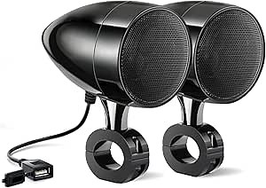 purevox Motorcycle Speakers Audio Bluetooth Waterproof ATV/UTV Stereo Speakers Sound System with USB AUX Mp3 Music Player with Remote Fit for 1'' to 1.3'' Handlebar (Black)