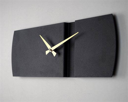 3D Metal Rectangular Wall Clock, Silent Unique Wall Clock, Black Modern Rectangle Wall Clock, Clocks for Wall, Living Room Decor