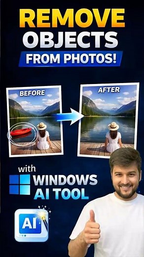 Windows Secret AI Tool to Remove Objects from Photos FREE 🤯 (No App Needed!) #WindowsAI #photoedit