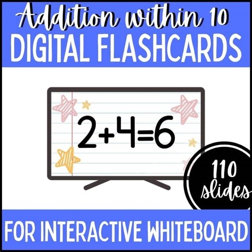Single Digit Addition, Digital Flashcards, Addition Drills, Math Warm Up Slides