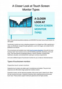 A Closer Look at Touch Screen Monitor Types - SlideServe
