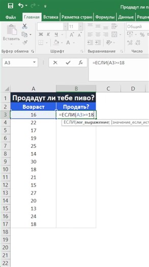 Продадут ли тебе пиво? 😳 | функция ЕСЛИ в Excel
