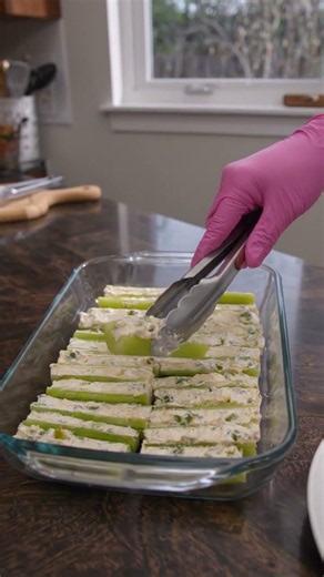 Celery sticks stuffed