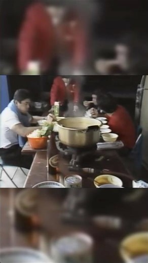 Maeda Akira chatting over chanko nabe after practice. Takada Nobuhiko just eats in silence.