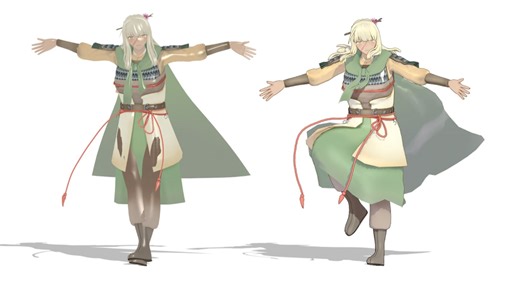 【自建模 / 物理】PMX模型修复展示（长裙 披风）