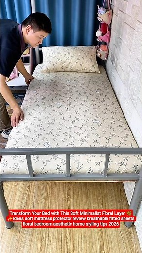 Transform Your Bed with This Soft Minimalist Floral Layer 🌿✨#homedecor #aesthetic #bedroomgoals #min