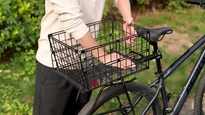 Bike Basket Rear - Foldable Bicycle Rear Basket - Metal Wire Rear Cargo Rack Bike Basket for Back Rack of Adult Cruisers, Ebike and delivery Bikes