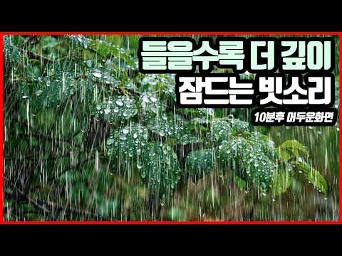 들을수록 더 깊이 잠드는 빗소리｜이명 불면증 치료효과｜10분후 화면꺼짐 ｜RAIN SOUND｜중간광고없음