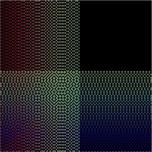 Hitomezashi Stitch Pattern, 90 Degrees, Rainbow Stitching #animation #geometricpatterns #art