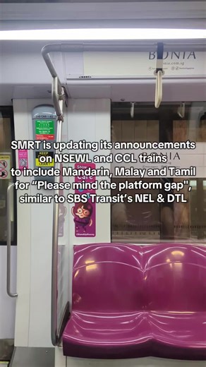 Mind the Gap Announcement Updates on SMRT Trains