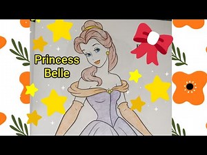 Coloring Princess Belle from Beauty and the Beast | Easy Drawing Tutorial for Kids
