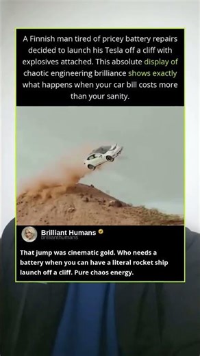Tesla car off a cliff to see if it would explode