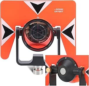 Advanced Single Tilt Surveying Prism - 64mm Diameter, 3~4'' Accuracy，Total station Prism with Stainless Steel Adapter,Aluminum Profile Processing Prism Panel