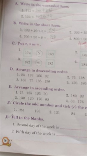 A. Write in the expanded form. 112 = __ 134 = __  B. Write in t... | Filo
