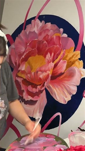 I Paint a Big Pink Peony 🌸 | Flower Painting Process