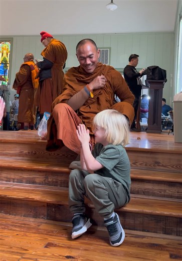 “We came back for the monks,” Daniel said. It was a cute, peaceful talk. We got bracelets and had a good time around the monks , Walk for Peace. At that time, we got 1 million views, and now that video has 4.9 million on Facebook 🙌 @Walk for Peace Official #walkforpeace #monk #monks #viral #tiktok 🧡🙏🏻