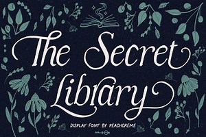 The Secret Library // Vintage Italic, a Handwritten Font by PeachCreme