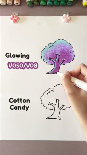 How to color a tree ✨ 2 styles: glowing & cotton candy #coloring #arttutorial #markertips #drawing