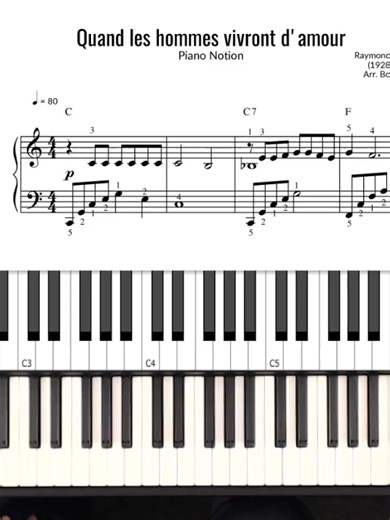 Quand les hommes vivront d'amour - Raymond Lévesque (Partition - Piano Solo - Reprise - Tutoriel)#piano #sheetmusic #pianotutorials #pianosongs #learnpiano #pianonotion #pianocover
