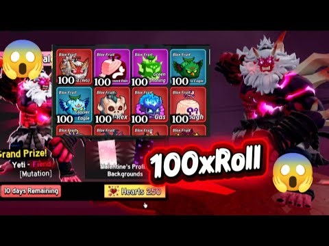 Rolling 100 time NEW valentine gacha dealer 💀😱 #bloxfruits #roblox #viralvideo