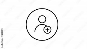 Add user line icon inside circle, add user plus sign include, line icon video animation.