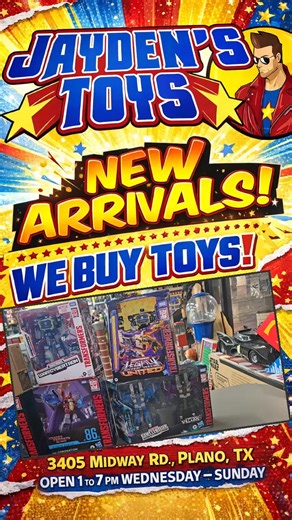 Jaydens Toys - the BIG shopping center toy store - TOYS aRe US…You have to see it to believe it!…serving DFw for over 12 years!…“Come be a kid all over again”…WE BUY TOYS!…3405 Midway rd suite 690….located in the same shopping center as Salad And Go, Papa John’s, and CVS in a beautiful and safe upscale neighborhood!…Open Wed Thurs Fri Sat Sun 1-7…We buy new or used action figures, toys, video games, Lego, and more!… #transformers | Jayden’s Toys