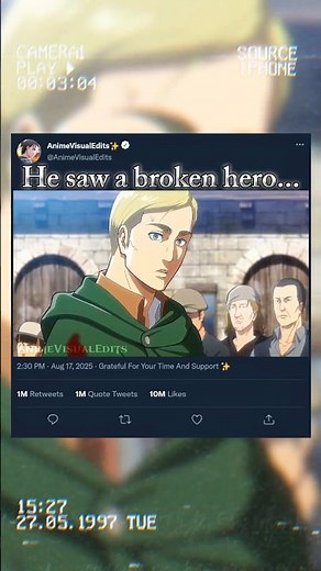 A broken hero 💔 #aot #attackontitan #eren #erwinsmith #levi #animeshorts #animeedit