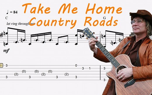 Take Me Home, Country Roads John Denver 指弹吉他谱 附吉他谱下载