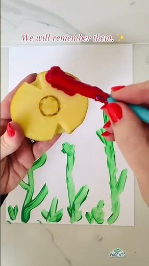 🌺 Remembrance Day Craft | Easy Potato Print Poppy Art for Kids 🎨