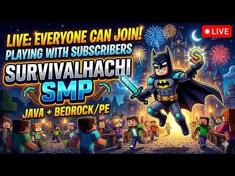 Live Minecraft Playing With Viewers || Java + Bedrock || SURVIVALHACHI SMP