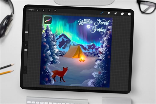 50+ brushes in this set by Disyukov will help you draw snow, icicles, winter trees, clouds, northern lights, stars, mountains, animals and much more! https://buff.ly/46pvPay | Cubebrush | Facebook