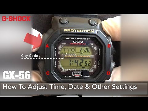 CASIO G-Shock GX-56 How to Adjust Time, Date, City Code, DST, Illumination, Power Saving -Tutorial