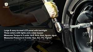 MULWARK 1/2" Digital Torque Adapter Converter(7.4 to 147.5 ft-lbs) with Tire Pressure Gauge | Buzzer | LED Flash | LCD Backlight | Memory Function | 50h Working Time, Calibrate Digital Torque Wrench