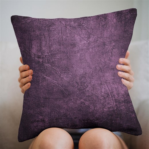 Plum Abstract Throw Pillow, Textured Velvet Cushion Cover - Etsy