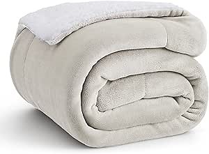 Bedsure GentleSoft Sherpa Fleece Twin Size Blanket for Couch, Non-Heated, Thick and Warm Throw for Women and Men, Soft Fuzzy Plush Twin Blanket for Winter, Linen, 60x80 Inches