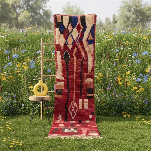 Berber Runner Red- Moroccan Runner Rug - Custom Beni Ourain Runner Rug - Red Runner Rug - Hallway Runner Moroccan - Soft Wool Runner - Etsy