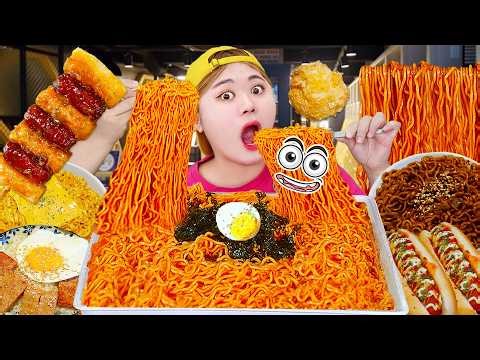ASMR Mukbang Korean Food comic book cafe Tteokbokki Fried chicken by HIU 하이유