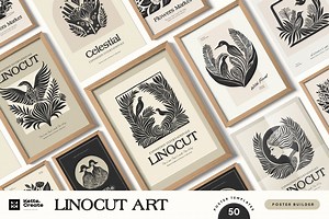 Linocut | Poster Builder, an Object Graphic by KetteCreate