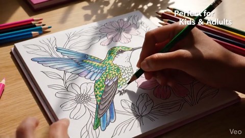 Hummingbird Coloring Book for Adults & Kids | Relaxing Bird Coloring Pages | Stress Relief Nature Art - Etsy
