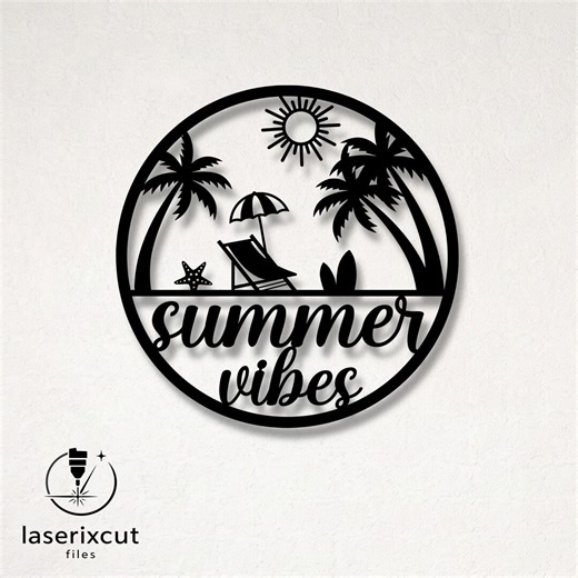 Summer Beach Laser Cut Vector Design – SVG, DXF, Ai, Pdf Files for Glowforge, Cricut, CNC, Metal, Wall Decor, Digital Instant Download - Etsy