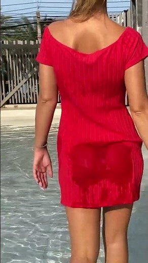 Red wet dress
