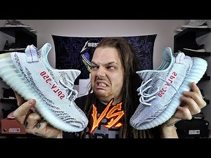 I BOUGHT YEEZYS ON AMAZON?! /// DETAILED COMPARISON vs LEGIT 350 V2 Blue tints