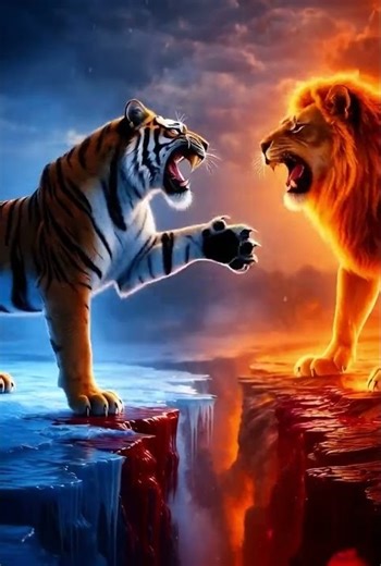 Tiger vs Lion fight 🔥 #tiger #lion #animal