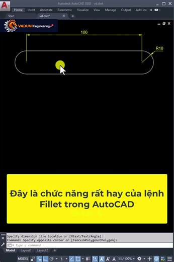 Đây là chức năng rất hay của lệnh Fillet trong Autocad #xuhuong #xuhuongtiktok #hocautocad #autocad2d #xh