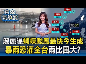 【東森氣象讚】王淑麗曝蝴蝶颱風「最快今天生成」！ 「暴雨恐灌全台」雨比風大？