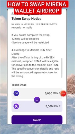 How to swap Mirena wallet Airdrop || RYSEN Migration New Update #shorts