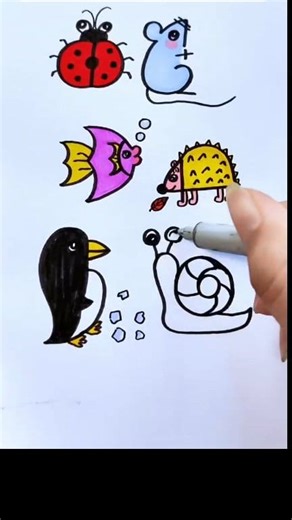 Easy numbers drawing for kids 🐞🐁🐠🦔🐧🐌 #creativedraw #artist #artwork #drawingtutorial #explorepage #trendingreelsvideo #fbreelsfypシ゚viralシ | Easy drawing for kids24